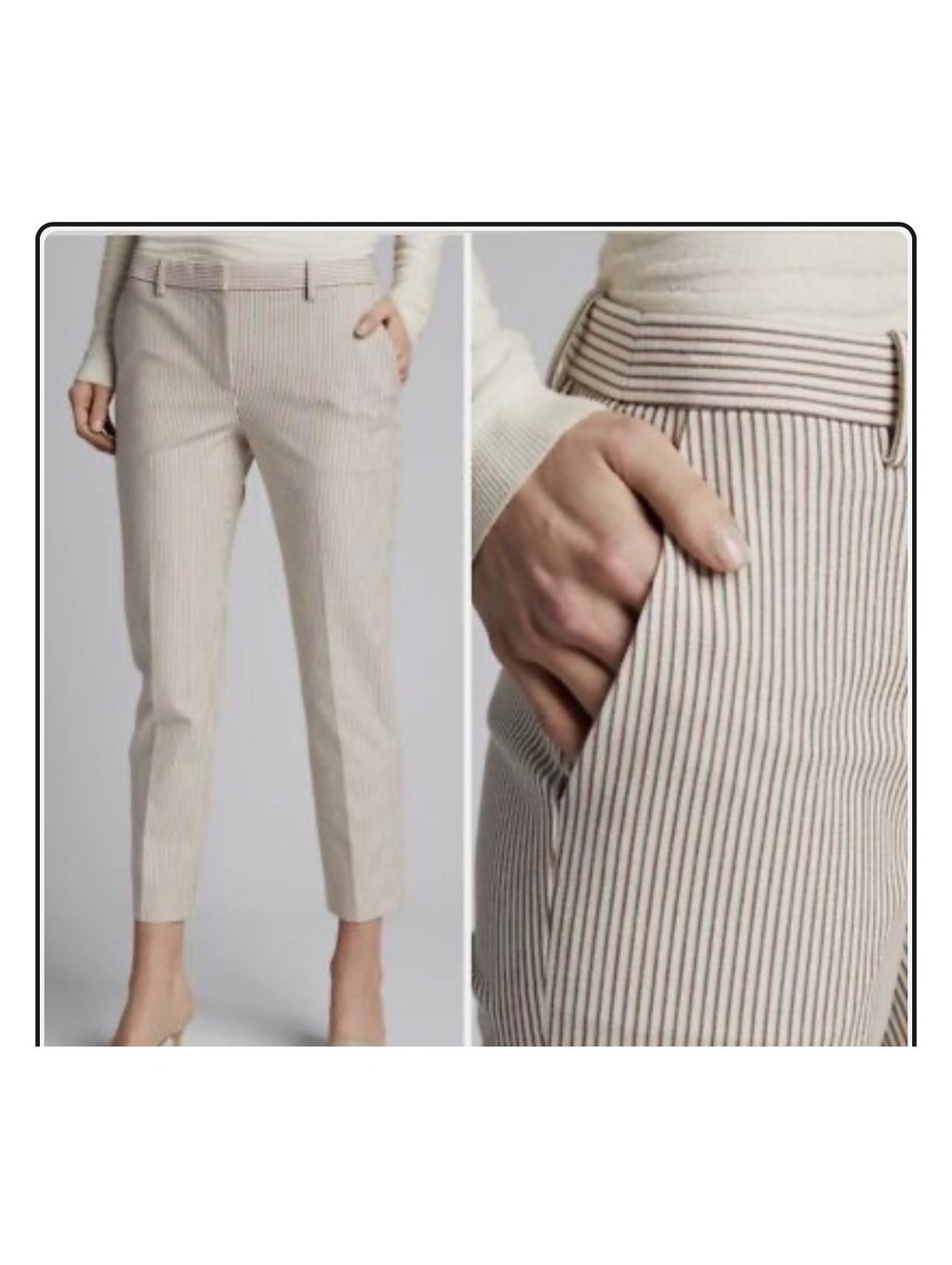 NWOR EUC Theory Treeca 4 Stripe Stretch Crop Dress Pants / Trousers Size 6